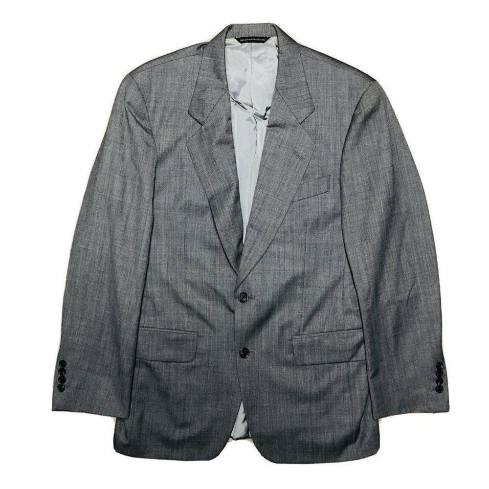 Samuelsohn Black & Grey‎ Birdseye Wool Super 100 Suit Jacket Blazer Mens Sz 38R